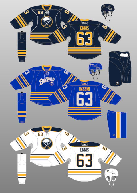 Buffalo Sabres (3rd jersey in the middle)